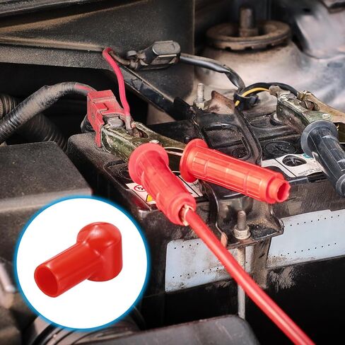 MECCANIXITY Battery Terminal Cover, 6 Pcs Battery Terminal Protector Truck Battery Terminal Cover with Washers Red L15-20-49mm for Car Accessories Truck Marine Boat in Kuwait