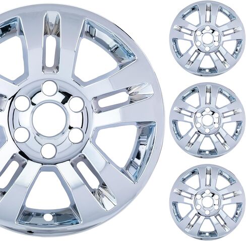 PACRIM 18" Chrome Wheel Skin Set Made for Chevrolet Silverado (2014-2018), Tahoe, and Suburban (2015-2020) | Durable ABS Plastic Cover Hubcap | Fits Directly Over OEM Wheel in Kuwait