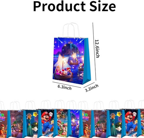 VENTOMO 12 Pcs Mario Party Gift Bags, Super Bros Cartoon Gift Bags With Handles, Perfect for Parties or Everyday use. in Saudi Arabia
