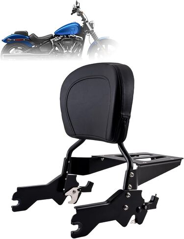 Kinglemc Holdfast Sissy Bar مسند ظهر للركاب لـ Harley Davidson Softail Standard Street Bob Heritage Classic 114 FLDE FLHC FLHCS FLSL FXBB FXBBS وFXST 2018 والنماذج الأحدث (أسود غير لامع) in Kuwait