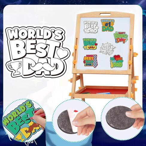 SYUCVQI 36 Set Father's Day Magnets Craft for Kids, Color Your Own Fathers Day Magnets Craft Best Dad DIY Crafts Kit Gifts for Happy Father's Day Dad's Birthday Party and Fun Home Activities in Saudi Arabia