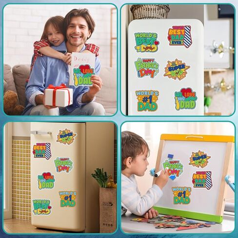 SYUCVQI 36 Set Father's Day Magnets Craft for Kids, Color Your Own Fathers Day Magnets Craft Best Dad DIY Crafts Kit Gifts for Happy Father's Day Dad's Birthday Party and Fun Home Activities in Saudi Arabia