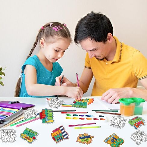 SYUCVQI 36 Set Father's Day Magnets Craft for Kids, Color Your Own Fathers Day Magnets Craft Best Dad DIY Crafts Kit Gifts for Happy Father's Day Dad's Birthday Party and Fun Home Activities in Saudi Arabia