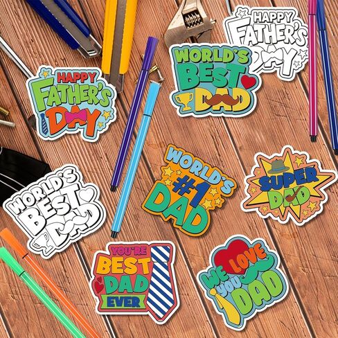 SYUCVQI 36 Set Father's Day Magnets Craft for Kids, Color Your Own Fathers Day Magnets Craft Best Dad DIY Crafts Kit Gifts for Happy Father's Day Dad's Birthday Party and Fun Home Activities in Saudi Arabia
