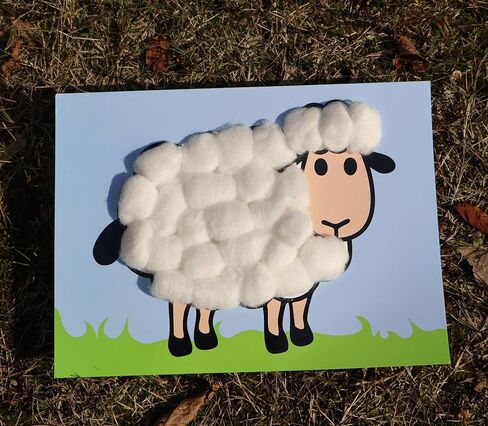 6 Pack Educational Art Activity Craft Kit Farm Animal Party Favors Farm Birthday Decorations Cotton Wool Sheep Party Games, Farm Themed Party Decorations in Saudi Arabia