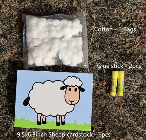 6 Pack Educational Art Activity Craft Kit Farm Animal Party Favors Farm Birthday Decorations Cotton Wool Sheep Party Games, Farm Themed Party Decorations in Saudi Arabia