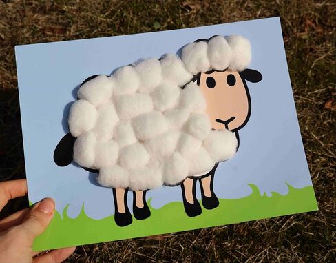 6 Pack Educational Art Activity Craft Kit Farm Animal Party Favors Farm Birthday Decorations Cotton Wool Sheep Party Games, Farm Themed Party Decorations in Saudi Arabia
