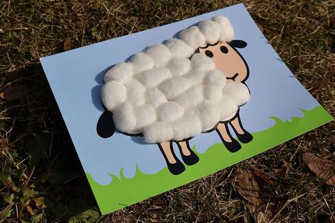 6 Pack Educational Art Activity Craft Kit Farm Animal Party Favors Farm Birthday Decorations Cotton Wool Sheep Party Games, Farm Themed Party Decorations in Saudi Arabia