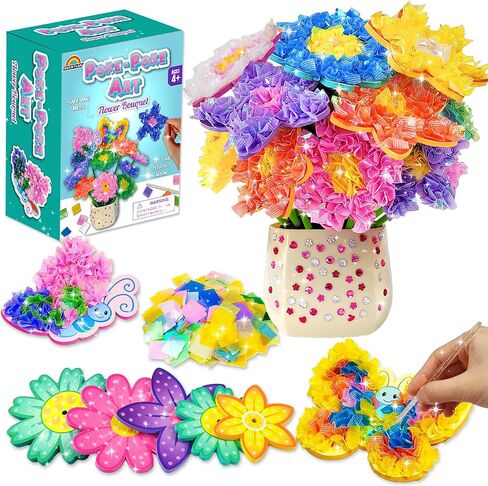 AGENTLAN Mess-Free Animal Poke Art Kit, 6-in-1 Screen-Free Craft for Kids Ages 4-8, No Glue No Scissors, Travel-Friendly 3D Fabric Art with Hang Tabs in Saudi Arabia