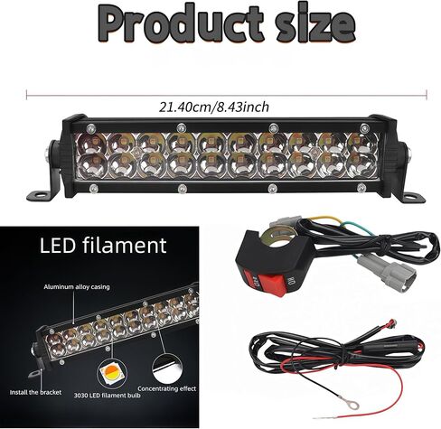Dirt Bike LED Light Bar Waterproof Plug-Play, 60W 4200LM, Headlights Motorcycle Kit, 7/8" Handlebar Universal for CRF110 KLX140 KLX110 TTR110 TTR110E KLX PW XR RM KX Motocross in Saudi Arabia