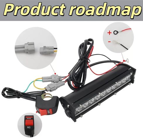 Dirt Bike LED Light Bar Waterproof Plug-Play, 60W 4200LM, Headlights Motorcycle Kit, 7/8" Handlebar Universal for CRF110 KLX140 KLX110 TTR110 TTR110E KLX PW XR RM KX Motocross in Saudi Arabia