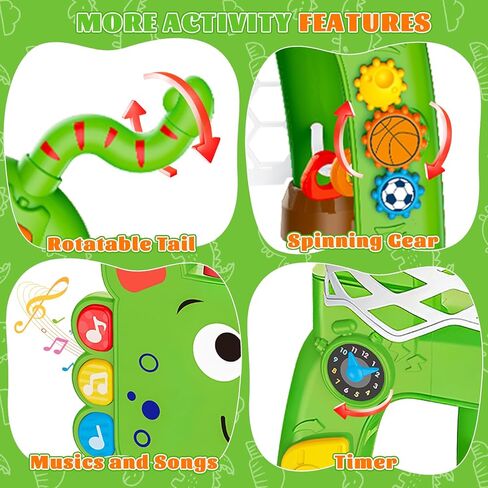 4-in-1 Toddler Basketball Hoop Soccer Goal with Golf Game and Ring Toss, Dinosaur Toys for 1 2 3 Year Old Babies Boys Girls, Kids Sports Toy with Light Sound Music, Xmas Birthday Gifts for Toddlers in Saudi Arabia