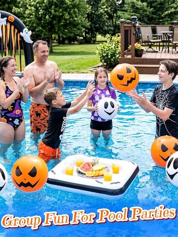 Apipi 10 Pcs Summer Halloween Beach Balls Bulk - 11 Inch Pumpkin & Ghost Inflatable Beach Ball 5 Each, Pool Party Decorations and Water Games for Halloween in Summer in Saudi Arabia