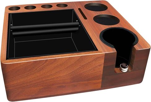 Espresso tamping station knock box,tamper station,Espresso station fit for storage 51-58mm tamper,distributor,portafilter,puck screen accessories,9 in 1 espresso knock box and tamper station in Saudi Arabia
