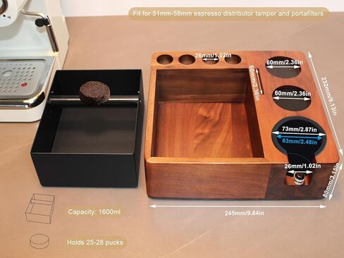 Espresso tamping station knock box,tamper station,Espresso station fit for storage 51-58mm tamper,distributor,portafilter,puck screen accessories,9 in 1 espresso knock box and tamper station in Saudi Arabia