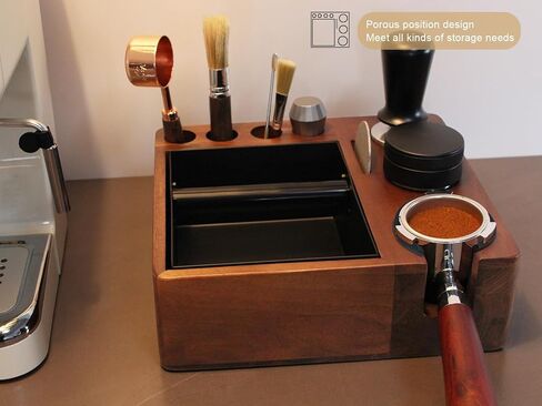 Espresso tamping station knock box,tamper station,Espresso station fit for storage 51-58mm tamper,distributor,portafilter,puck screen accessories,9 in 1 espresso knock box and tamper station in Saudi Arabia
