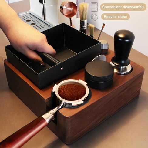 Espresso tamping station knock box,tamper station,Espresso station fit for storage 51-58mm tamper,distributor,portafilter,puck screen accessories,9 in 1 espresso knock box and tamper station in Saudi Arabia