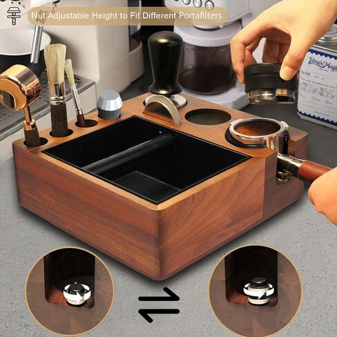 Espresso tamping station knock box,tamper station,Espresso station fit for storage 51-58mm tamper,distributor,portafilter,puck screen accessories,9 in 1 espresso knock box and tamper station in Saudi Arabia