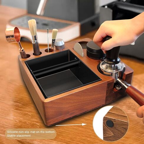 Espresso tamping station knock box,tamper station,Espresso station fit for storage 51-58mm tamper,distributor,portafilter,puck screen accessories,9 in 1 espresso knock box and tamper station in Saudi Arabia