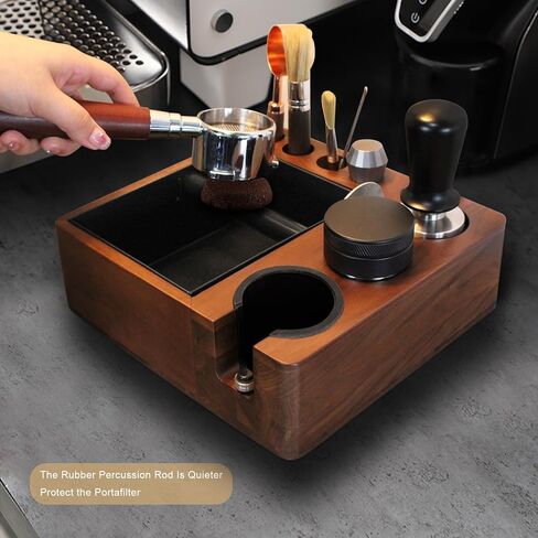 Espresso tamping station knock box,tamper station,Espresso station fit for storage 51-58mm tamper,distributor,portafilter,puck screen accessories,9 in 1 espresso knock box and tamper station in Saudi Arabia