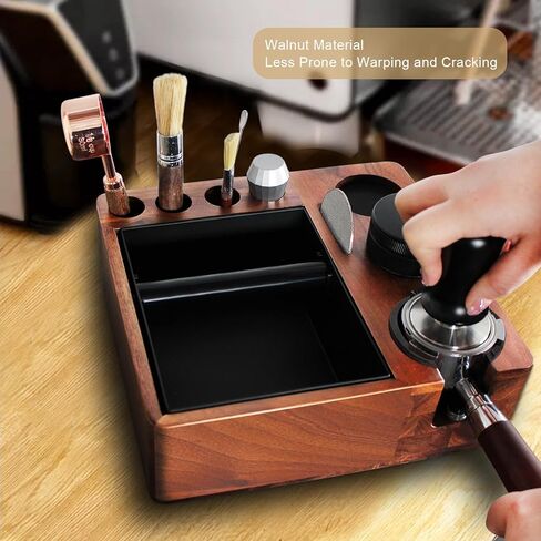 Espresso tamping station knock box,tamper station,Espresso station fit for storage 51-58mm tamper,distributor,portafilter,puck screen accessories,9 in 1 espresso knock box and tamper station in Saudi Arabia