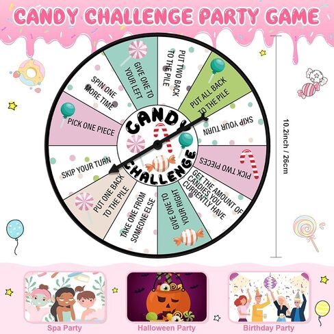 HyDren Candy Challenge Game Spinner لحفلات النوم وحفلات السبا ومستلزمات حفلات النوم للفتيات بيجامة سبا واجتماعات أعياد الميلاد للفتيات والأطفال in Kuwait