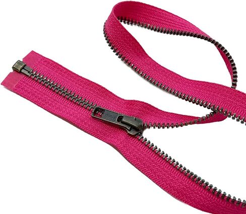 #5 معدن نحاسي عتيق YKK متوسط ​​الوزن في اتجاه واحد، سحابات سترة مفتوحة النهاية سحب تلقائي (سحاب واحد) - لون الشريط: أحمر الشفاه الوردي #516W - اختر الطول (أحمر الشفاه الوردي #516W، 9 بوصة) in Kuwait