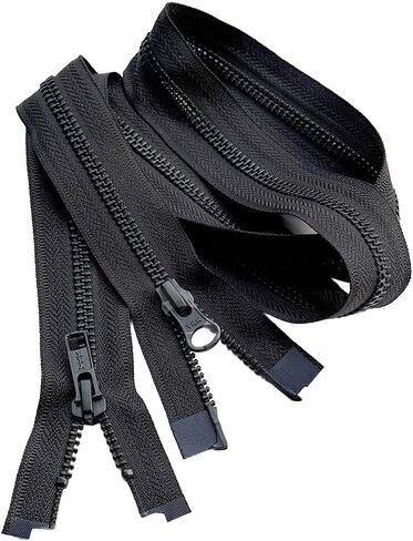 YKK #5 Black Oxide Two-Way Medium Weight Metal Jacket Zipper Automatic Lock Slider Separating, Open-End - Choose Color and Length (Black #580W, 21" Inches) in Kuwait