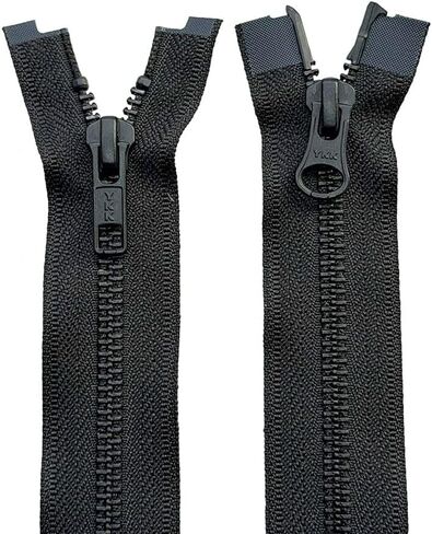 YKK #5 Black Oxide Two-Way Medium Weight Metal Jacket Zipper Automatic Lock Slider Separating, Open-End - Choose Color and Length (Black #580W, 21" Inches) in Kuwait
