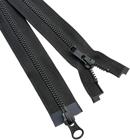 YKK #5 Black Oxide Two-Way Medium Weight Metal Jacket Zipper Automatic Lock Slider Separating, Open-End - Choose Color and Length (Black #580W, 21" Inches) in Kuwait