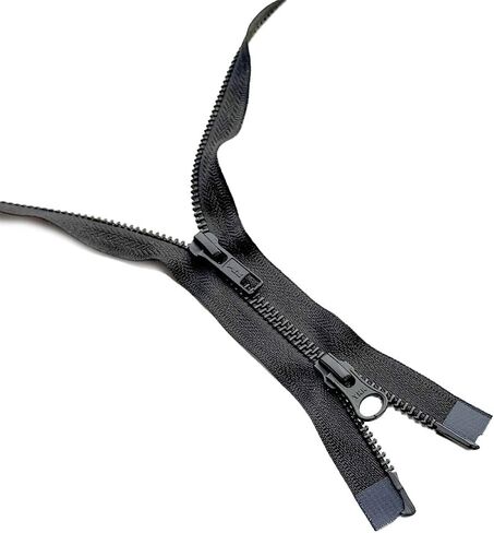 YKK #5 Black Oxide Two-Way Medium Weight Metal Jacket Zipper Automatic Lock Slider Separating, Open-End - Choose Color and Length (Black #580W, 21" Inches) in Kuwait
