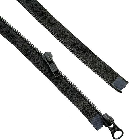 YKK #5 Black Oxide Two-Way Medium Weight Metal Jacket Zipper Automatic Lock Slider Separating, Open-End - Choose Color and Length (Black #580W, 21" Inches) in Kuwait