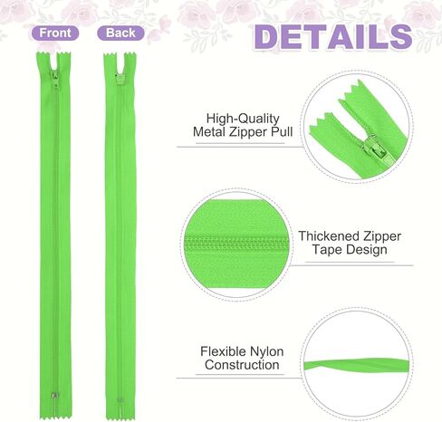MECCANIXITY 13 Inch Nylon Coil Zippers, #3 Light Green Pants Separating Sewing Zippers Bulk Replacement for Bags, Garments, Pouches, Tailor Sewing Craft Accessories, Pack of 15 in Kuwait
