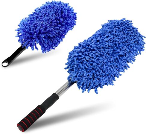 2PCS Microfiber Car Dusters, Scratch Free Auto Cleaning Brush with Extendable Handle Duster, Multipurpose Interior & Exterior Soft Brushes Dusting Tools for Cars Trucks SUVs (Blue) in Kuwait