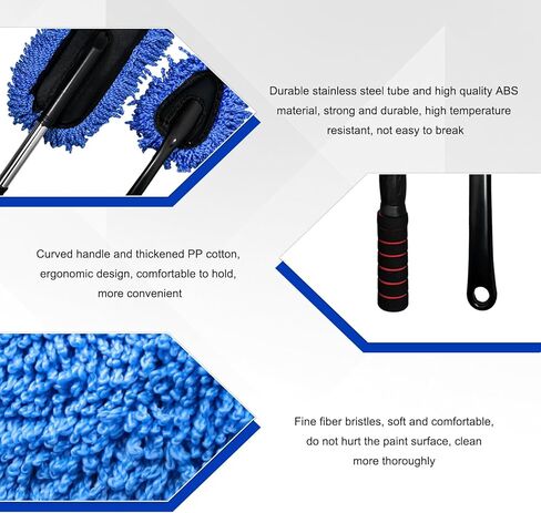 2PCS Microfiber Car Dusters, Scratch Free Auto Cleaning Brush with Extendable Handle Duster, Multipurpose Interior & Exterior Soft Brushes Dusting Tools for Cars Trucks SUVs (Blue) in Kuwait