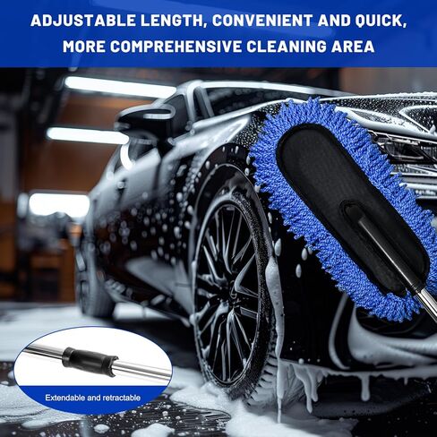 2PCS Microfiber Car Dusters, Scratch Free Auto Cleaning Brush with Extendable Handle Duster, Multipurpose Interior & Exterior Soft Brushes Dusting Tools for Cars Trucks SUVs (Blue) in Kuwait