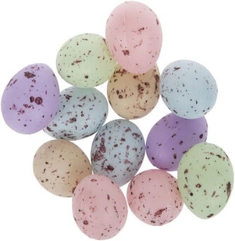 Bird Sized Eggs - Pastel Speckled for Crafts, Spring Decor - Plastic - 12 Pieces in Saudi Arabia