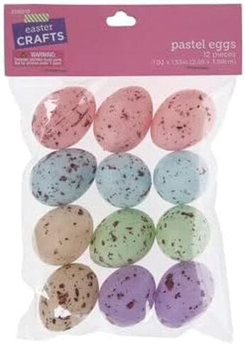 Bird Sized Eggs - Pastel Speckled for Crafts, Spring Decor - Plastic - 12 Pieces in Saudi Arabia