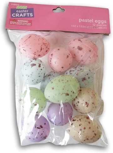 Bird Sized Eggs - Pastel Speckled for Crafts, Spring Decor - Plastic - 12 Pieces in Saudi Arabia