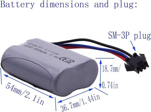 Blomiky 7.4V 900mAh SM-3P التوصيل بطارية ليثيوم أيون قابلة للشحن وكابل USB مناسب لسيارات RC البرمائية E341 G03082R / C82 وUSB in Kuwait
