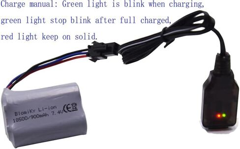 Blomiky 7.4V 900mAh SM-3P التوصيل بطارية ليثيوم أيون قابلة للشحن وكابل USB مناسب لسيارات RC البرمائية E341 G03082R / C82 وUSB in Kuwait
