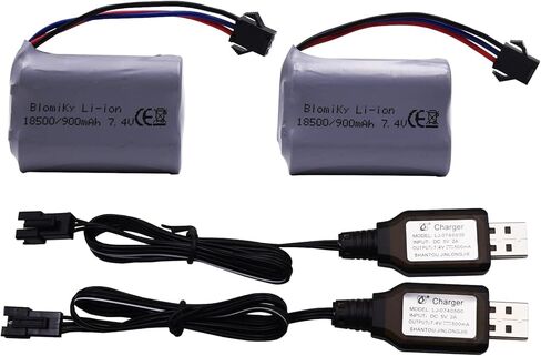 Blomiky 7.4V 900mAh SM-3P التوصيل بطارية ليثيوم أيون قابلة للشحن وكابل USB مناسب لسيارات RC البرمائية E341 G03082R / C82 وUSB in Kuwait