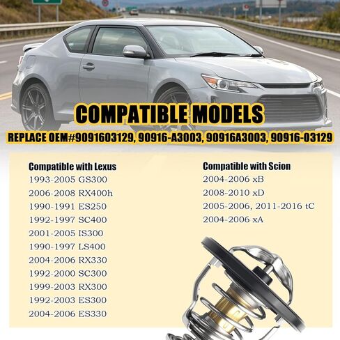 ترموستات للسيارة OEM #90916-A3003، ترموستات السيارة متوافق مع تويوتا سيليكا 4Runner Scion Lexus، ملحقات السيارات لمحرك الحرارة البديل للسيارات لختم محكم in Kuwait
