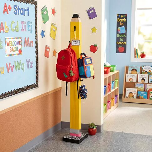 Thyle 32.5 Inch Back to School Pencil Decor with Notebook Base Giant Wooden Pencil Decoration Large Welcome to Our Class Photo Prop for First Day of School Preschool Kindergarten Teacher Party Decor in Kuwait