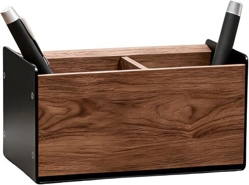 muso wood Wooden Pen Holder for Desk, Artisan Walnut & Aluminum Pencil Cup Organizer for Office & Home, Unique Modern Desktop Accessory (1 Slot) in Saudi Arabia