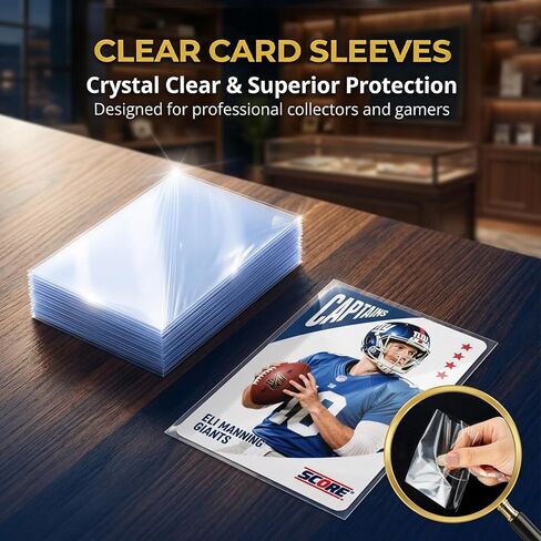 Penny Sleeves لبطاقات التداول - 200 قطعة من أكمام البطاقات الشفافة الناعمة، واقي بطاقات بلاستيكي تحميل علوي لـ MTG، الألعاب، البيسبول، كرة القدم، البطاقات الرياضية، لوادر علوية 3.6 × 2.6 بوصة للبطاقات القياسية in Kuwait