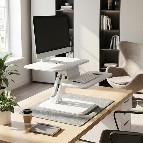 Cortesi Home Orbit Sit to Stand Adjustable Desktop Converter Monitor Stand, White in Saudi Arabia