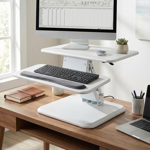 Cortesi Home Orbit Sit to Stand Adjustable Desktop Converter Monitor Stand, White in Saudi Arabia