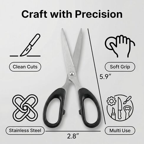 Scissors All Purpose 6 Inch Scissors Comfort Grip Handles Sharp Pointed Scissor Great For Cutting Paper Suitable For Home Office And School Classroom Arts Small in Saudi Arabia