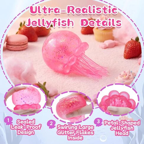 Jellyfish Squishy Squeeze Toys for Boys Girls, Ultra Soft Sensory Fidget Toys for Kids Adults, Slow Rise Stress Balls Stress Relief for Autism, Office Desk Toys Party Favors Birthday Gifts (Pink) in Saudi Arabia